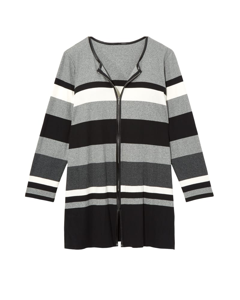 Front of plus size Angelica Striped Duster Cardigan by Rafaella | Dia&Co | dia_product_style_image_id:119668